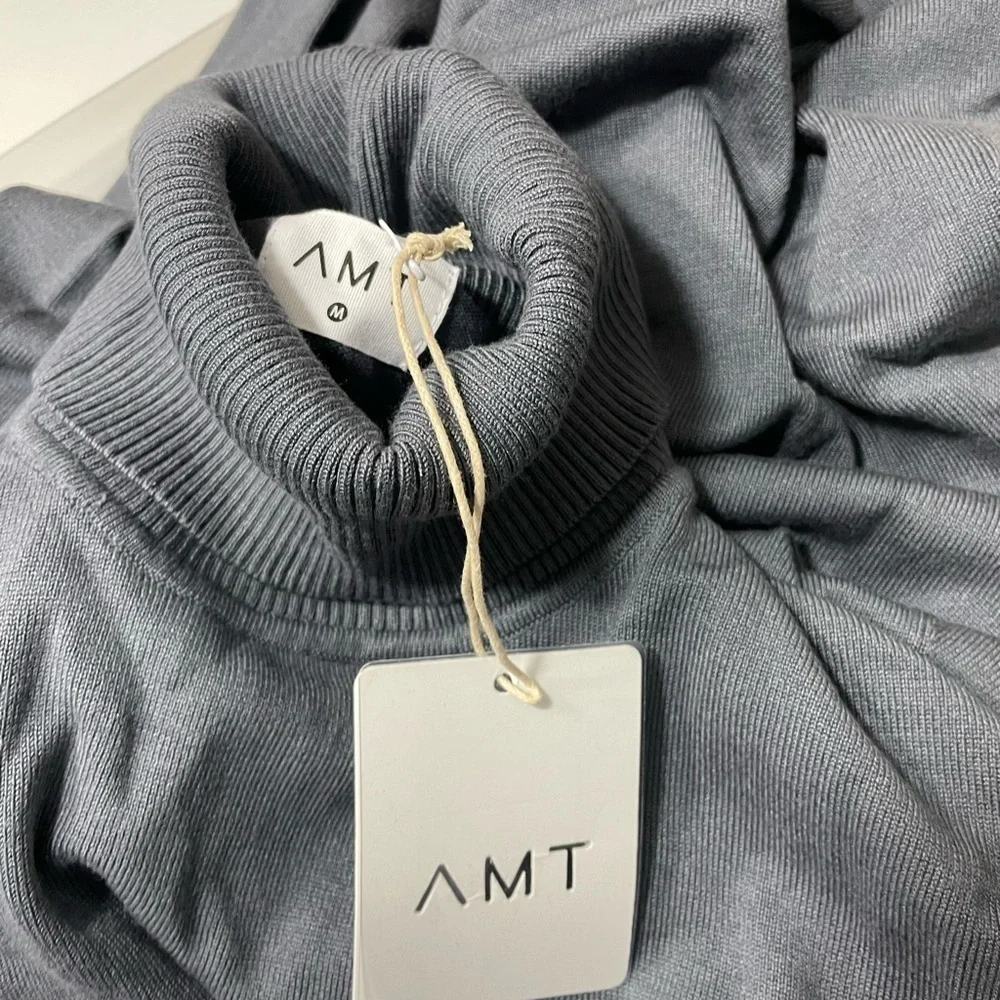 Above Mediocre Taste AMT Blue Turtle Neck Ribbed Sweater - Picture 7 of 9